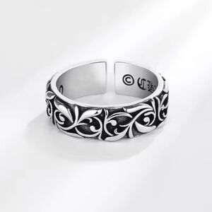 Adjustable silver tone chrome style ring vines Y2K punk fashion